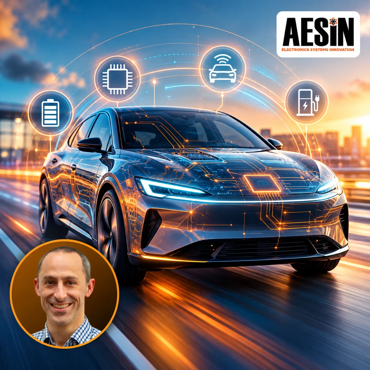Futuristic Electric Car Electronics Promo